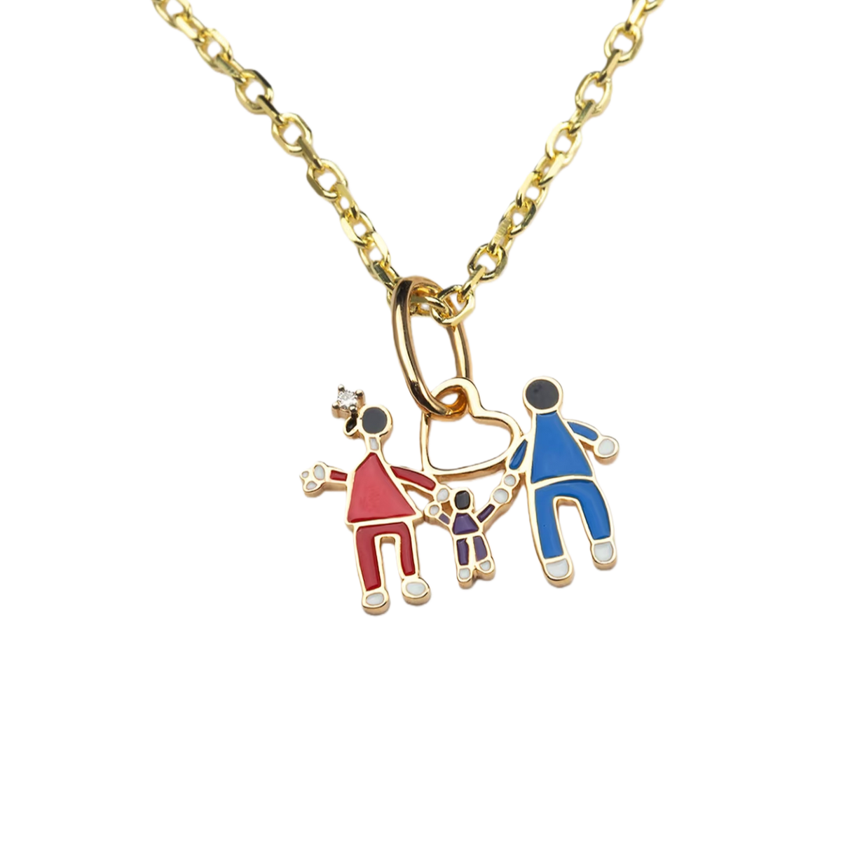 Custom Kids’ Drawing · 18K Gold Enamel Family Necklace — TETEMOM custom family necklace created from a child’s drawing in 18K
