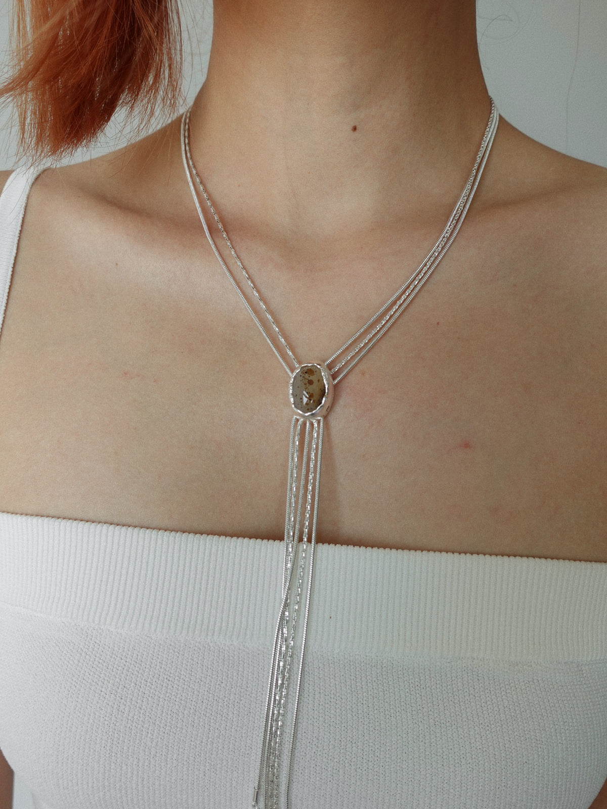 Deep Marine Adjustable Tassel Necklace by Luna-mi, product view 2