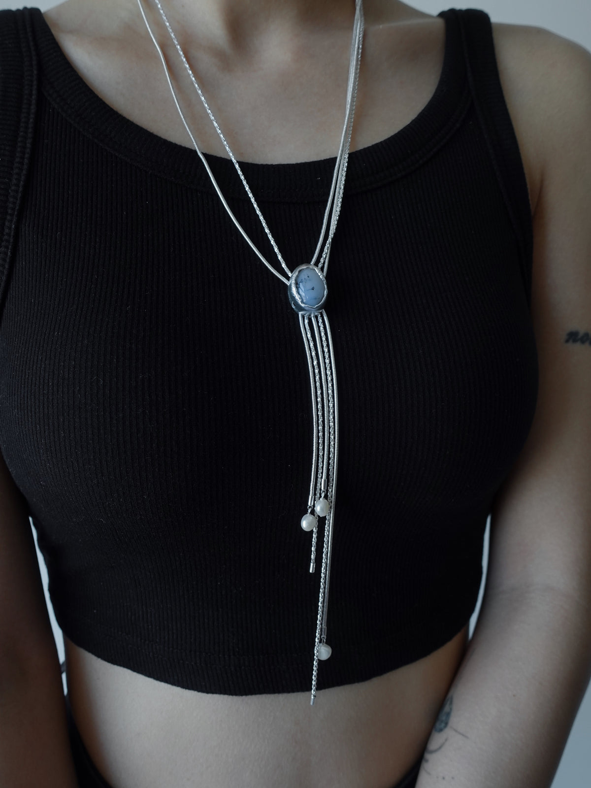 Deep Marine Adjustable Tassel Necklace by Luna-mi, product view 4