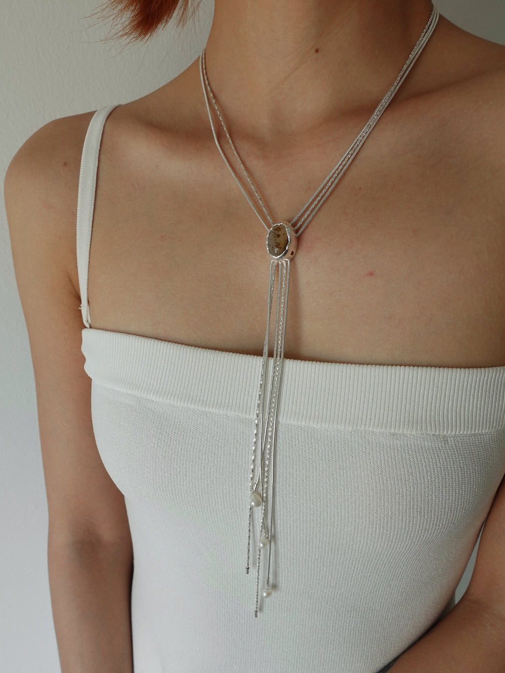 Deep Marine Adjustable Tassel Necklace by Luna-mi, product view 5