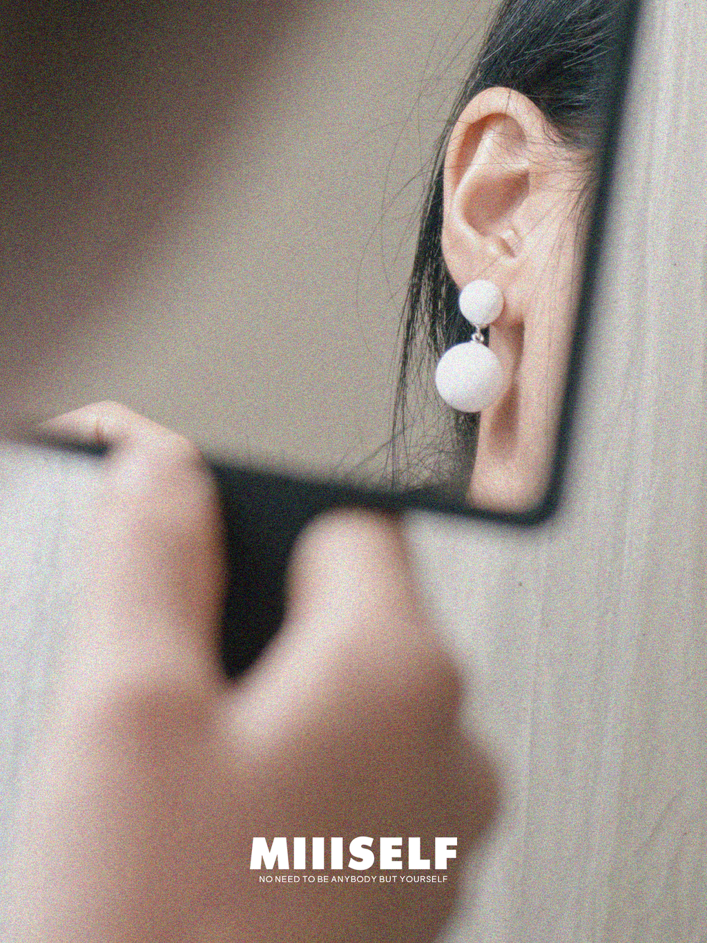 Double Sphere White Agate Earrings — MIIISELF versatile daily wear earrings with double sphere structure and refined