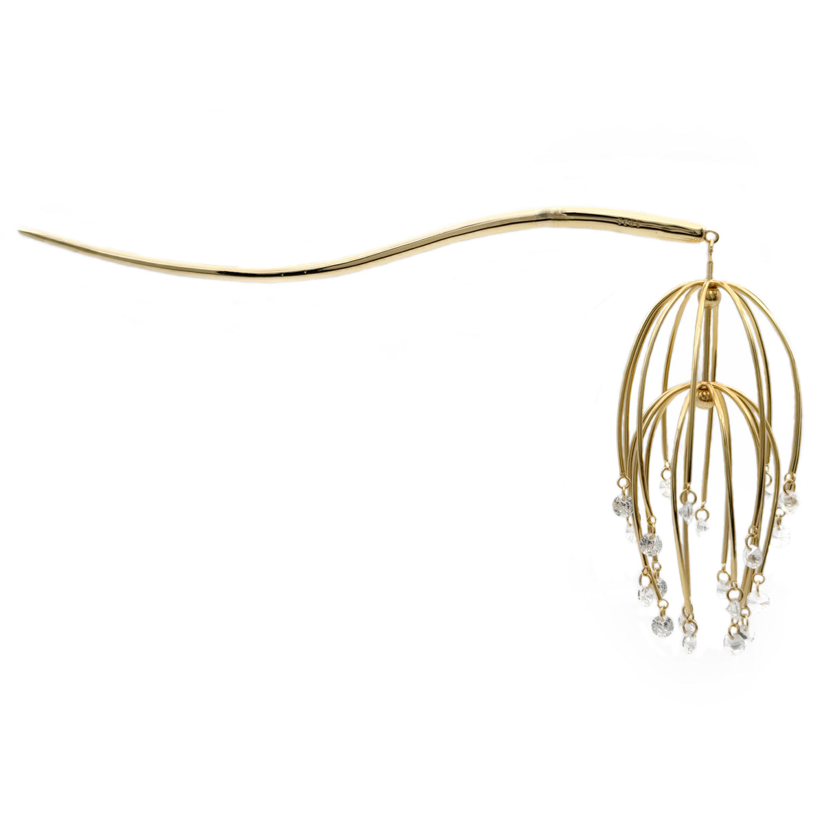 Drooping Begonia Hairpin — Gold headband with decorative elements on a white background