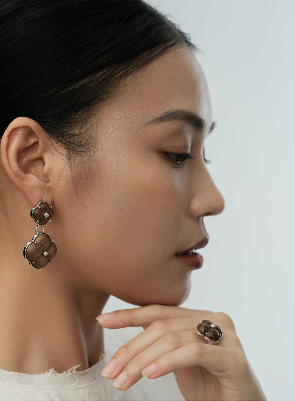 Eternal Knot · Pear Wood Modular Earring Set by Aesth & Util, product view 2