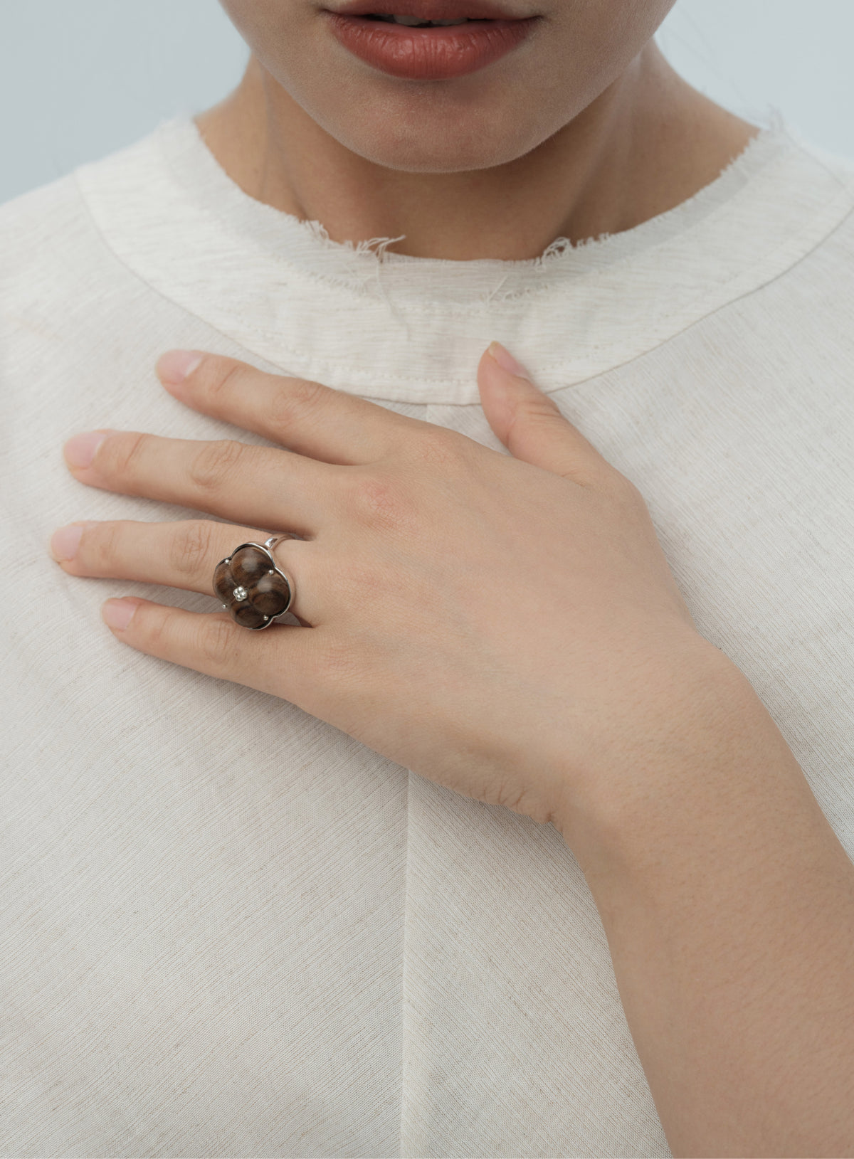 Eternal Knot · Pear Wood Open Ring by Aesth & Util, product view 2