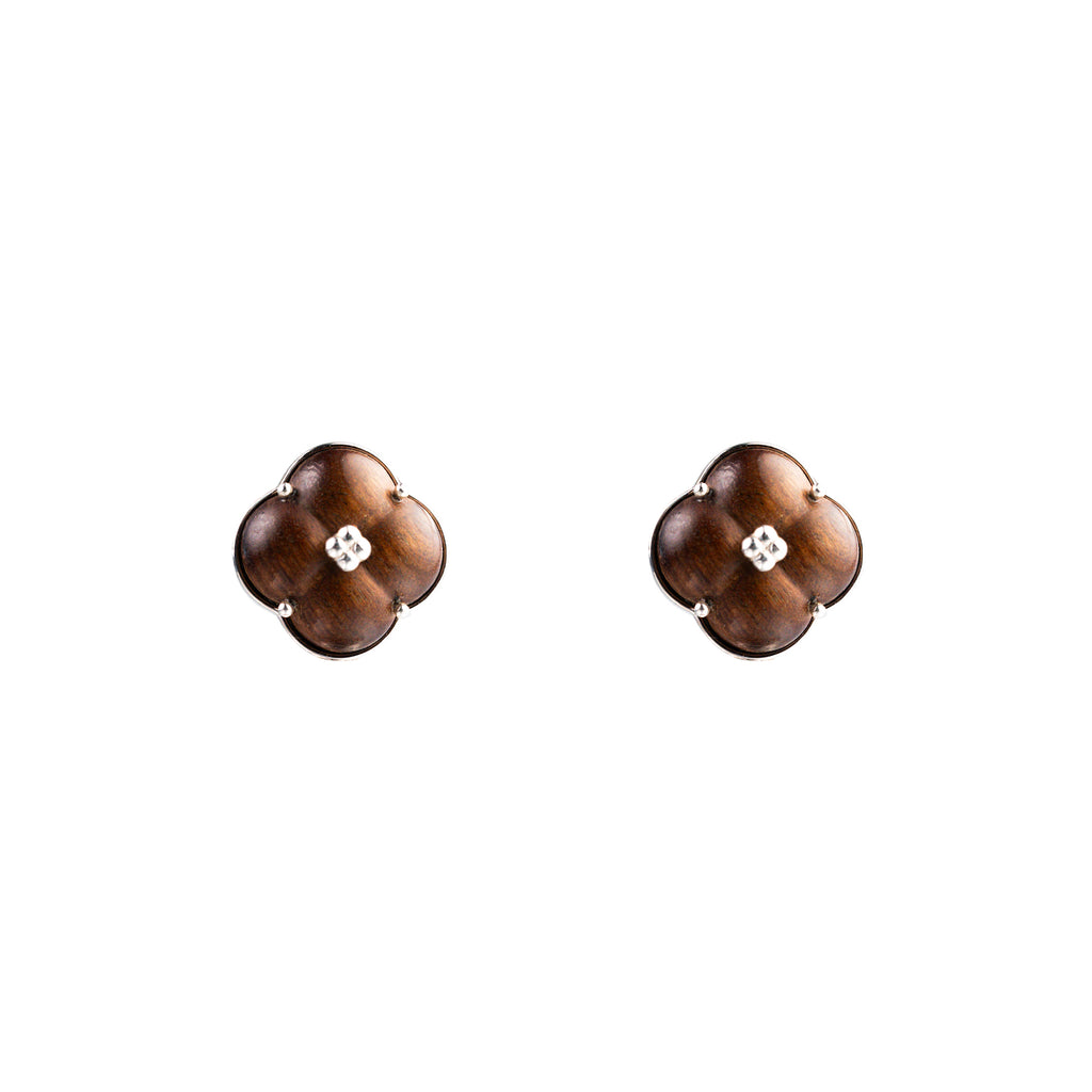 Eternal Knot · Pear Wood Stud Earrings by Aesth & Util, product view 1