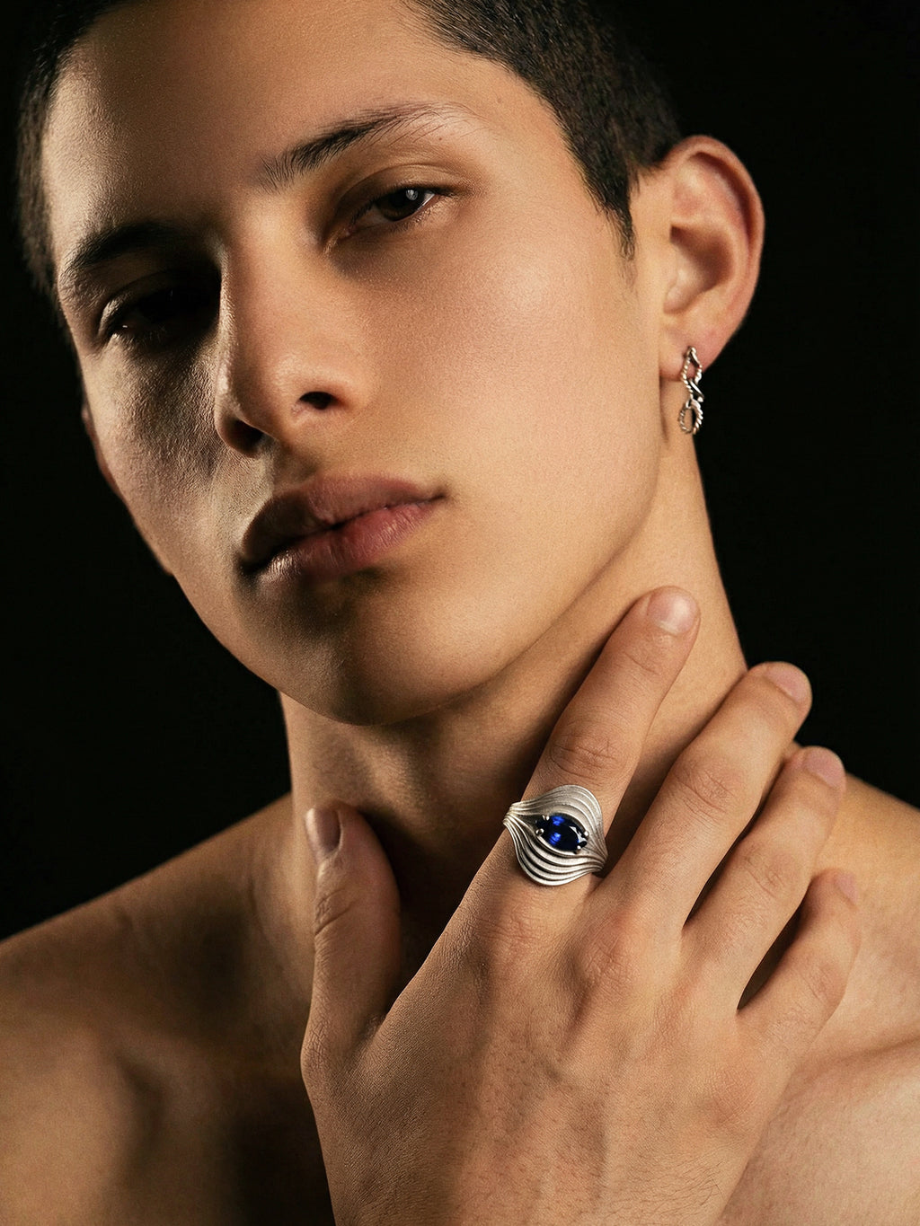 Eye of the Nebula · Sapphire & Silver Ring by ARCHIGEM, product view 2