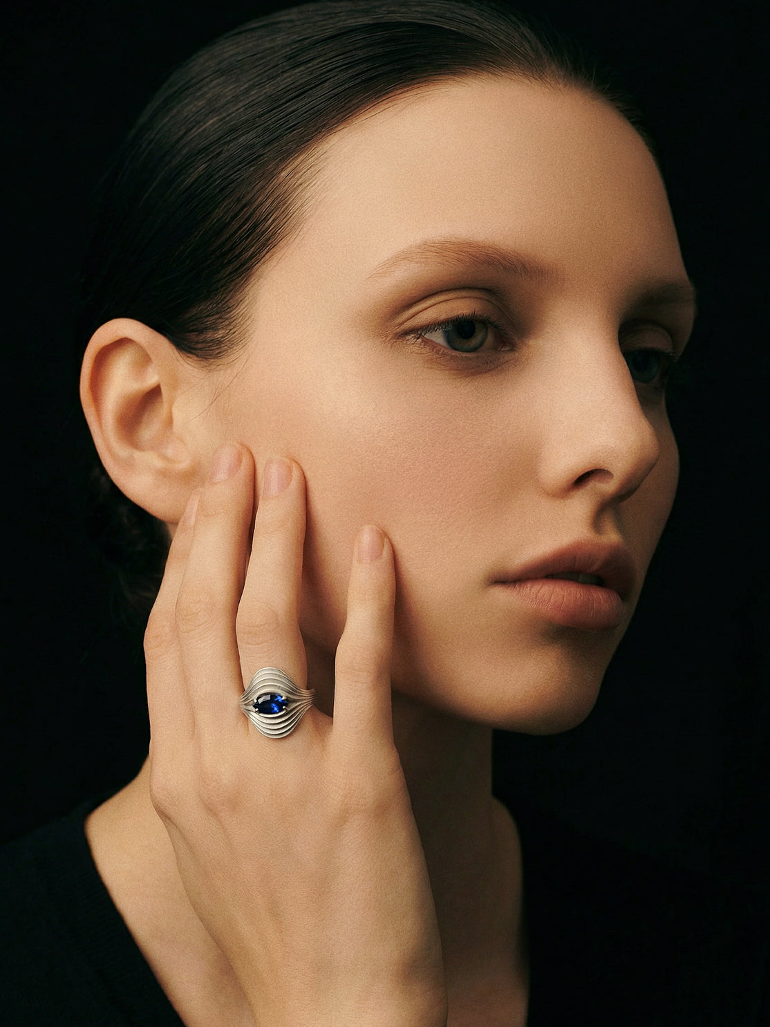 Eye of the Nebula · Sapphire & Silver Ring by ARCHIGEM, product view 3