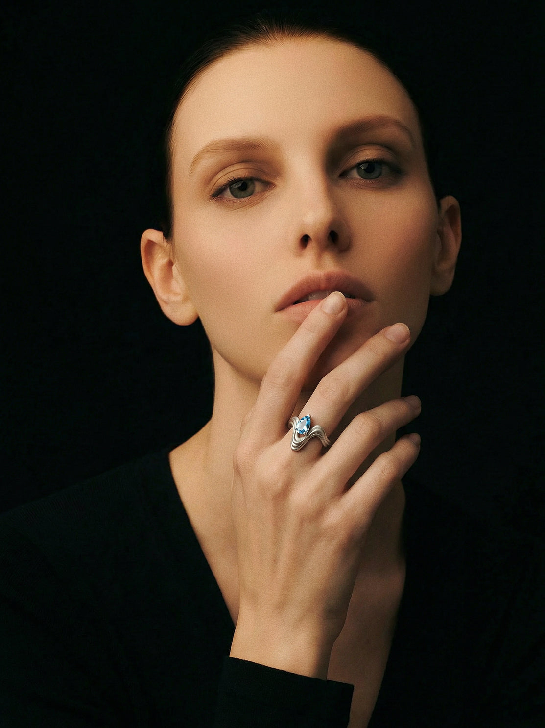 Fluid Waveform · Cubic Zirconia & Silver Ring by ARCHIGEM, product view 3