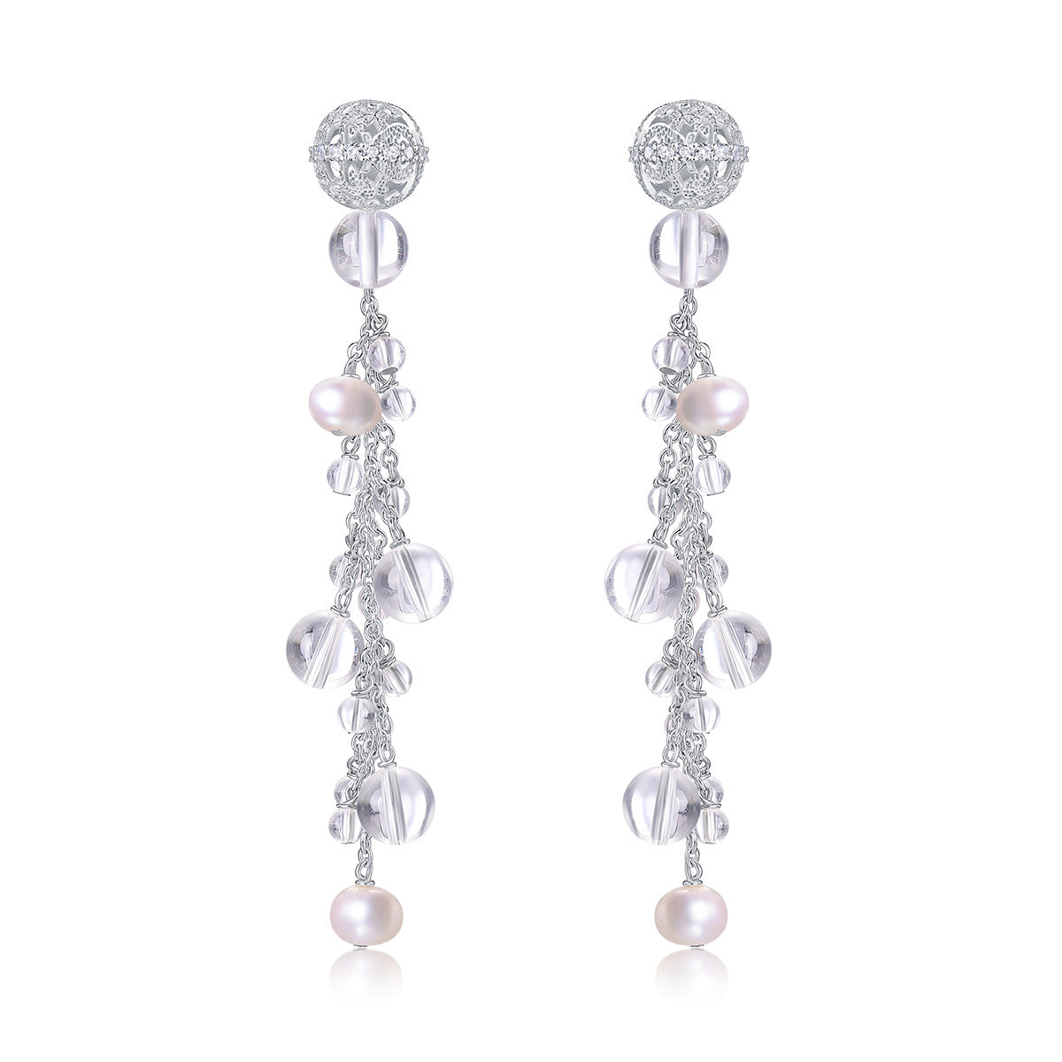 Glimmer Crystal Drop Earrings — Large by Luna-mi, product view 1