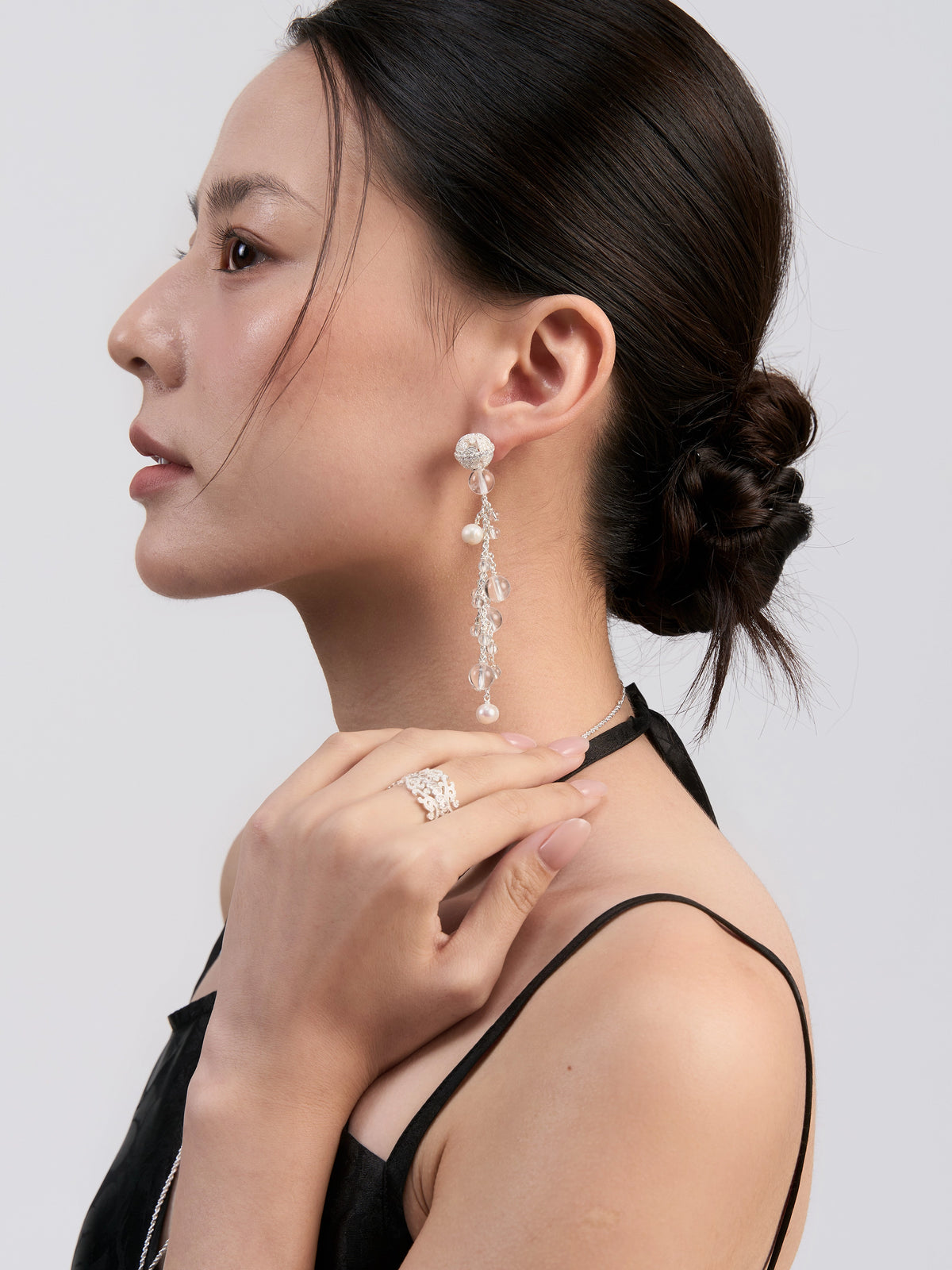 Glimmer Crystal Drop Earrings — Large by Luna-mi, product view 2