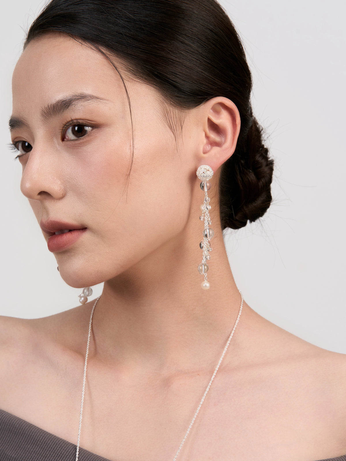 Glimmer Crystal Drop Earrings — Large by Luna-mi, product view 3