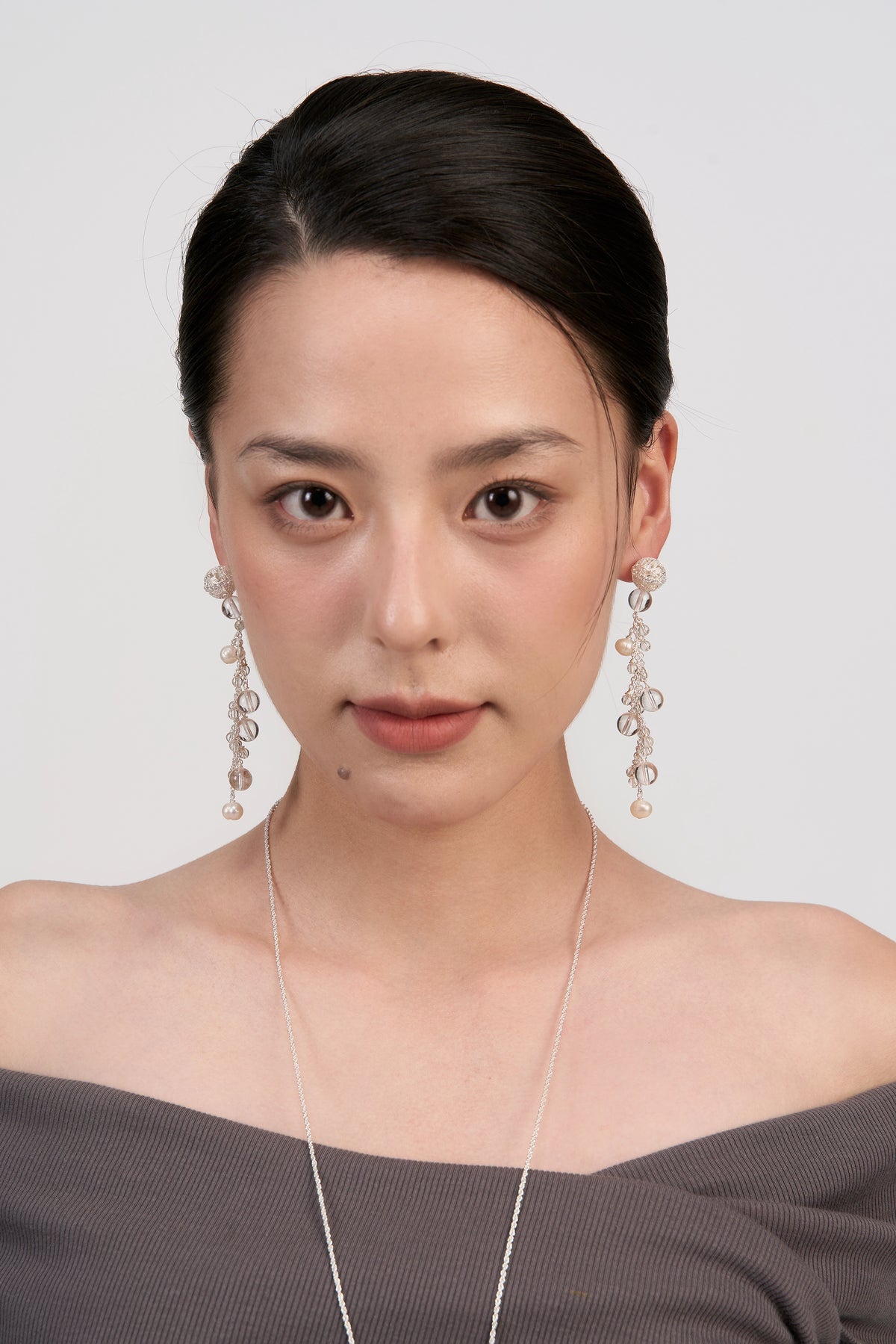 Glimmer Crystal Drop Earrings — Large by Luna-mi, product view 4