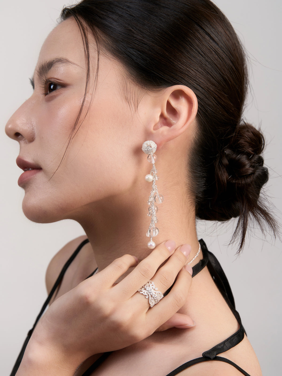 Glimmer Crystal Drop Earrings — Large by Luna-mi, product view 5