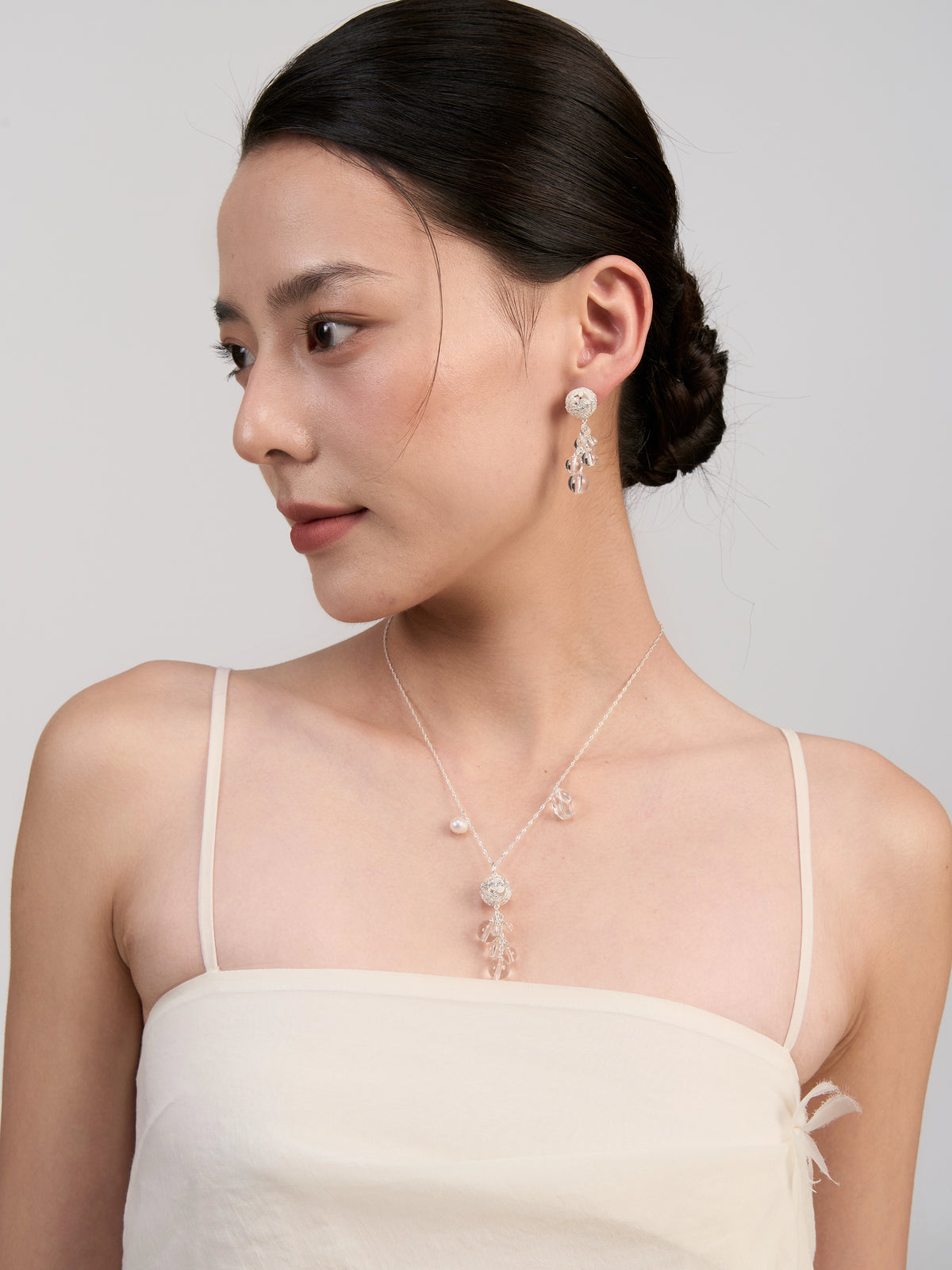 Glimmer Crystal Drop Earrings — Small by Luna-mi, product view 2