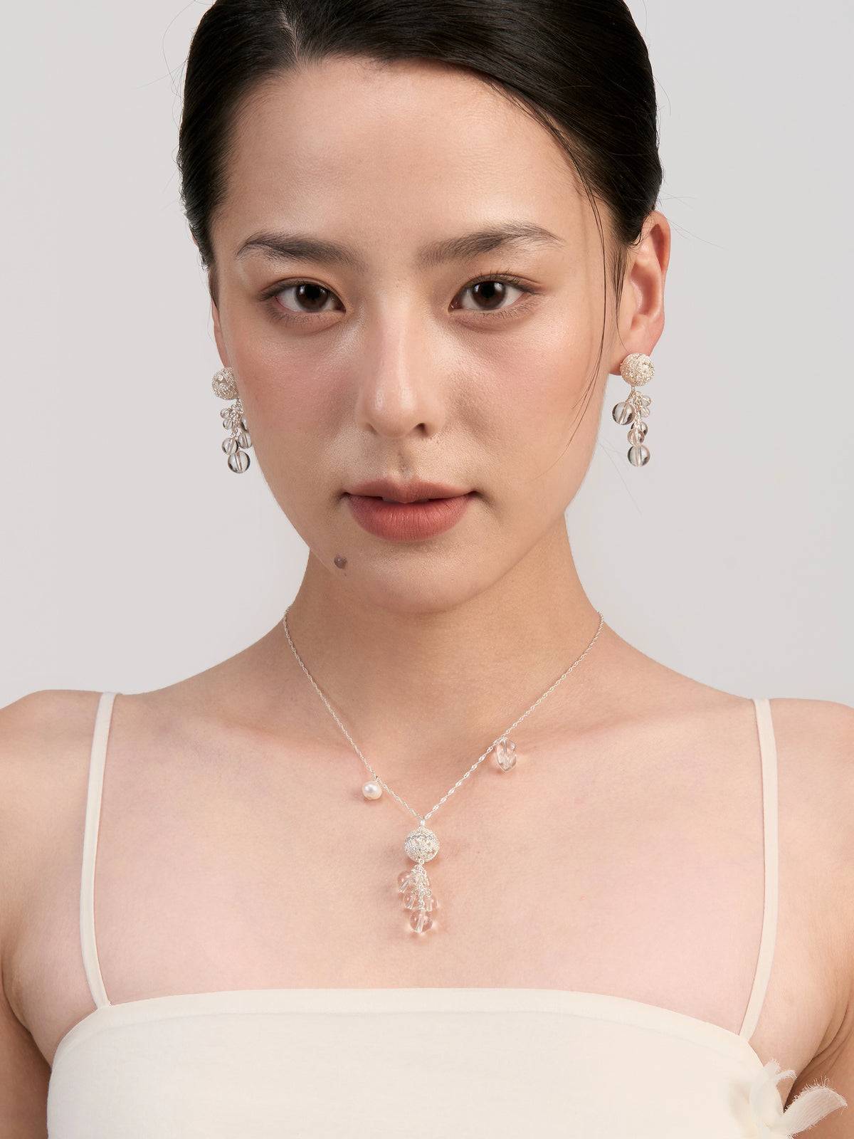 Glimmer Crystal Drop Earrings — Small by Luna-mi, product view 4