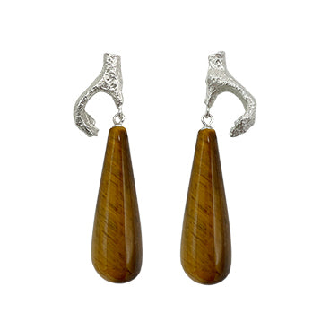 Gold Digger · Gemstones Teardrop Earrings — Claw-inspired gemstone teardrop earrings crafted in sterling silver, symbolic and