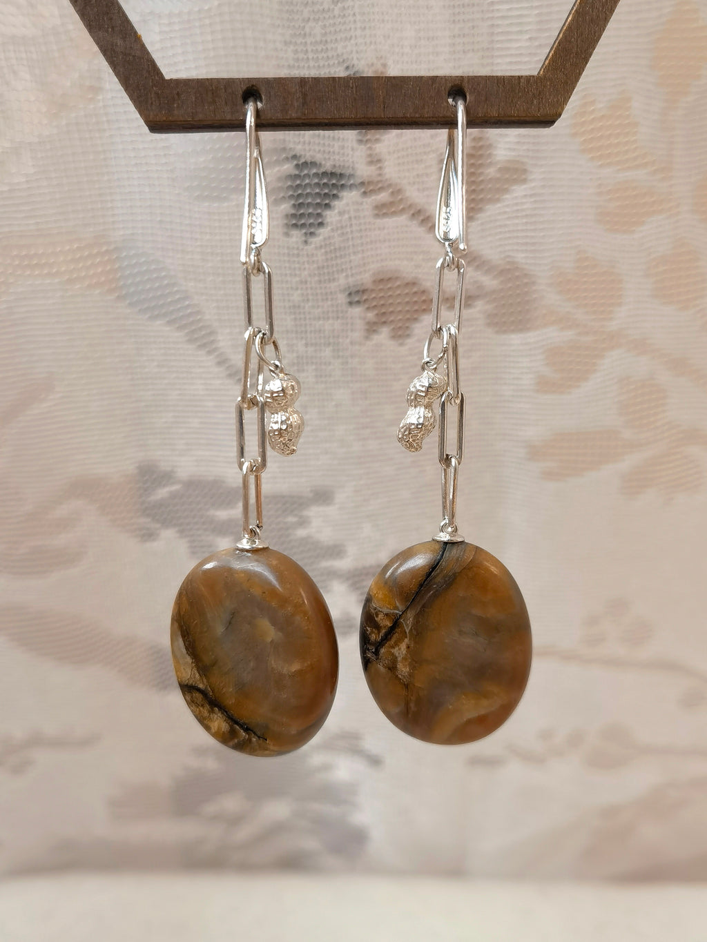 Good Things Grow · Burmese Root Amber & Peanut Earrings — Meicily natural amber earrings celebrating organic beauty, luck