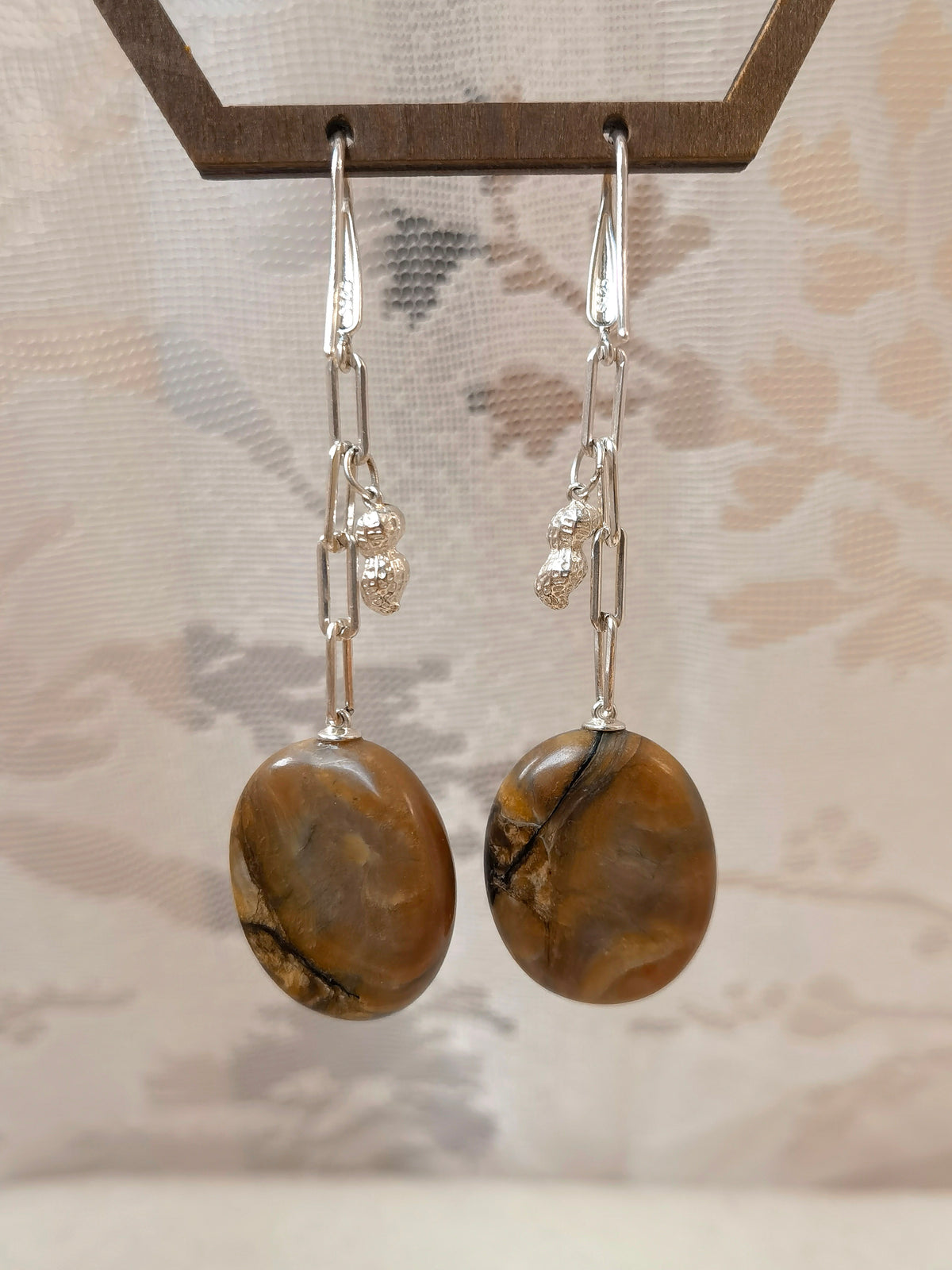 Good Things Grow · Burmese Root Amber & Peanut Earrings — Meicily natural amber earrings celebrating organic beauty, luck