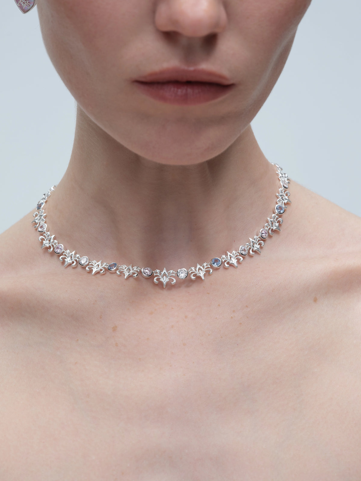 Honeysuckle Lace Line Necklace by Luna-mi, product view 4