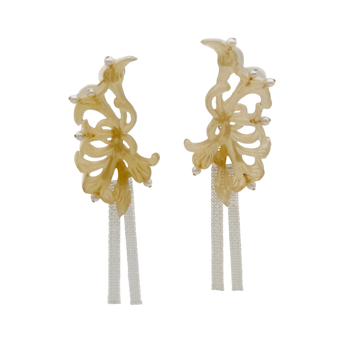 Honeysuckle Pearl Drop Earrings by UNIGANCE.Z, product view 1