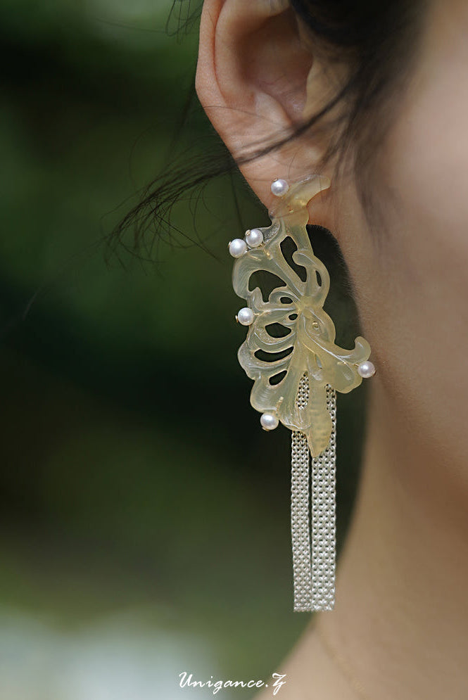 Honeysuckle Pearl Drop Earrings by UNIGANCE.Z, product view 6