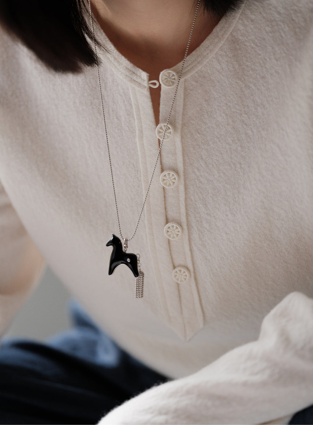 Horse Charm Necklace Detachable Tassel by Aesth & Util, shared product detail