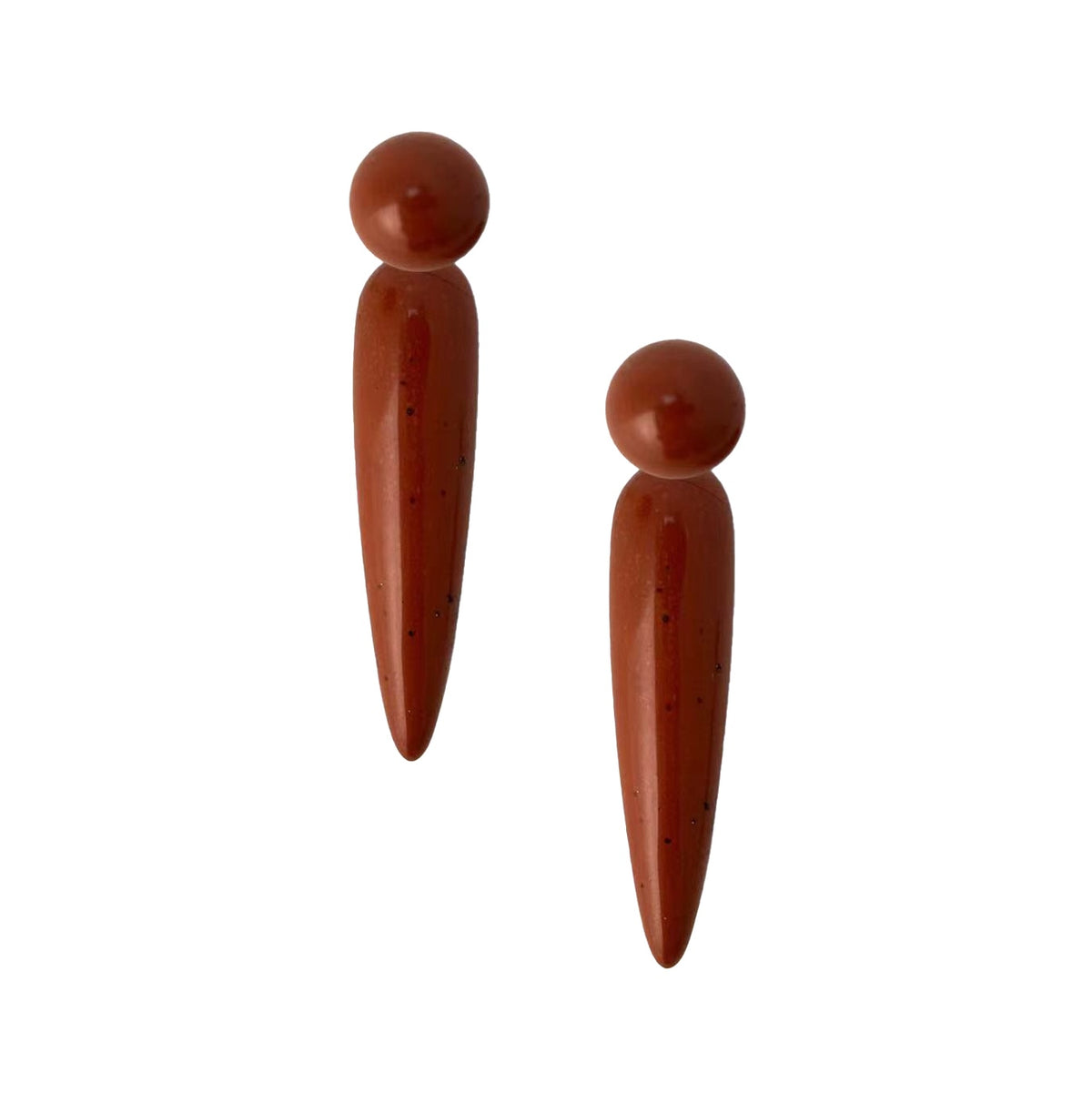 Ice Carved Silhouette Red Jasper Earrings — MIIISELF Nature Force Ice Carving earrings with elongated anti-gravity silhouette