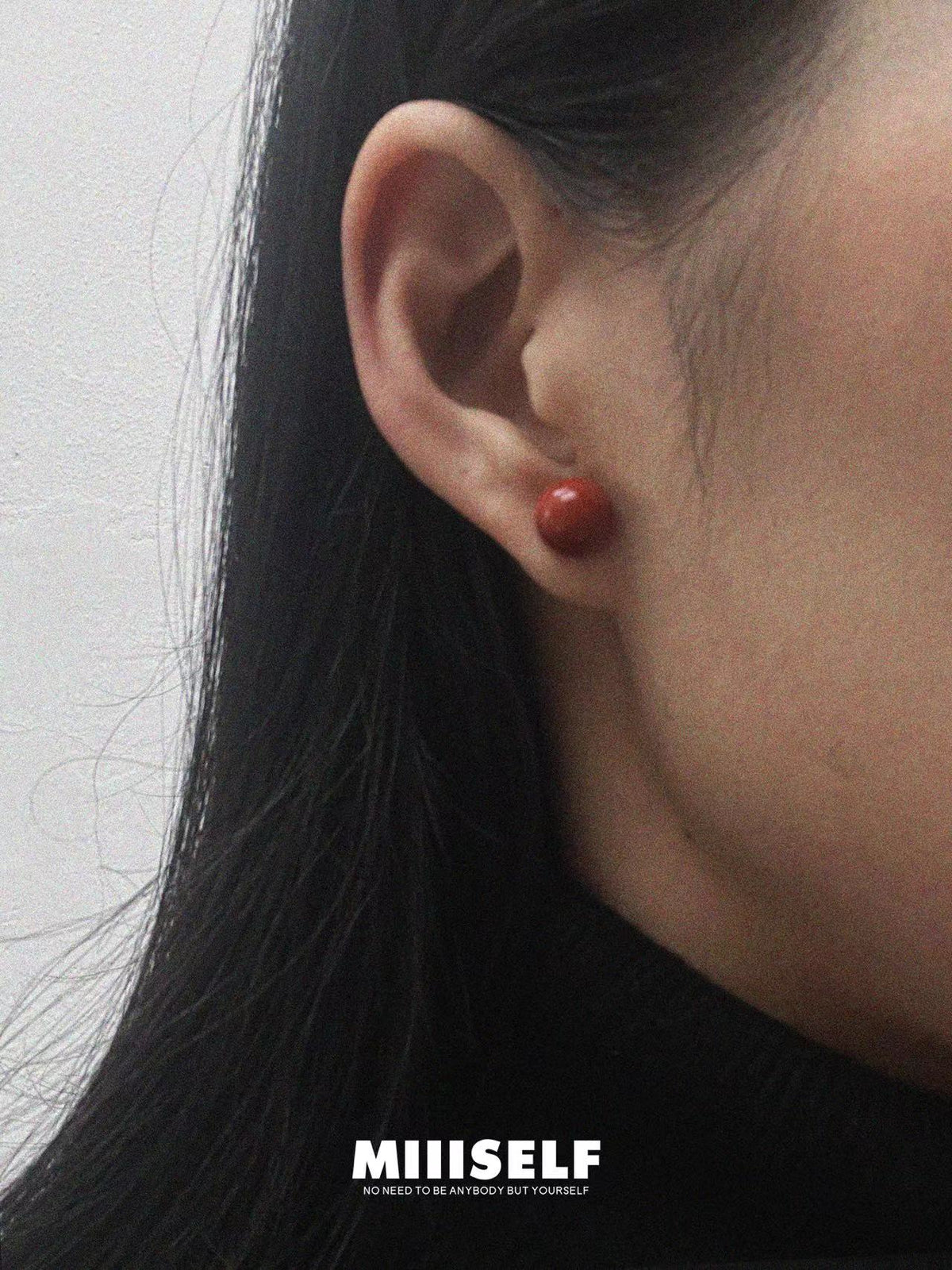 Ice Carved Silhouette Red Jasper Earrings — MIIISELF dual-wear fluid earrings combining smooth curves and architectural