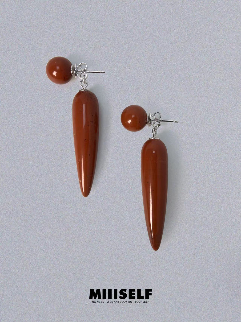 Ice Carved Silhouette Red Jasper Earrings — MIIISELF Ice Carving series earrings symbolizing resilience, inner clarity, and
