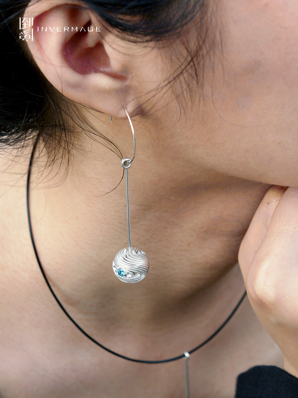 Jupiter Cloud Drop Earrings by INVERMAGE, product view 3