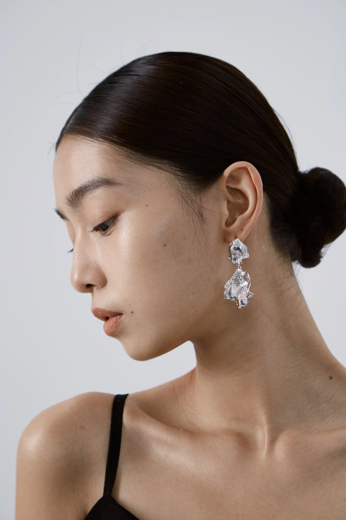Large Rose Petal Earrings — Sterling Silver by Luna-mi, product view 4