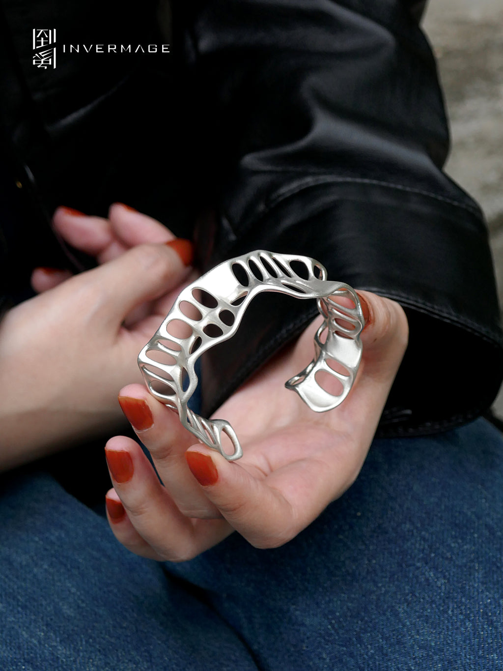Leaf Vein Cuff Bracelet by INVERMAGE, product view 2