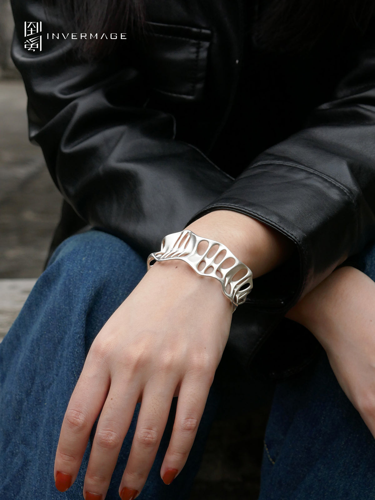 Leaf Vein Cuff Bracelet by INVERMAGE, product view 3