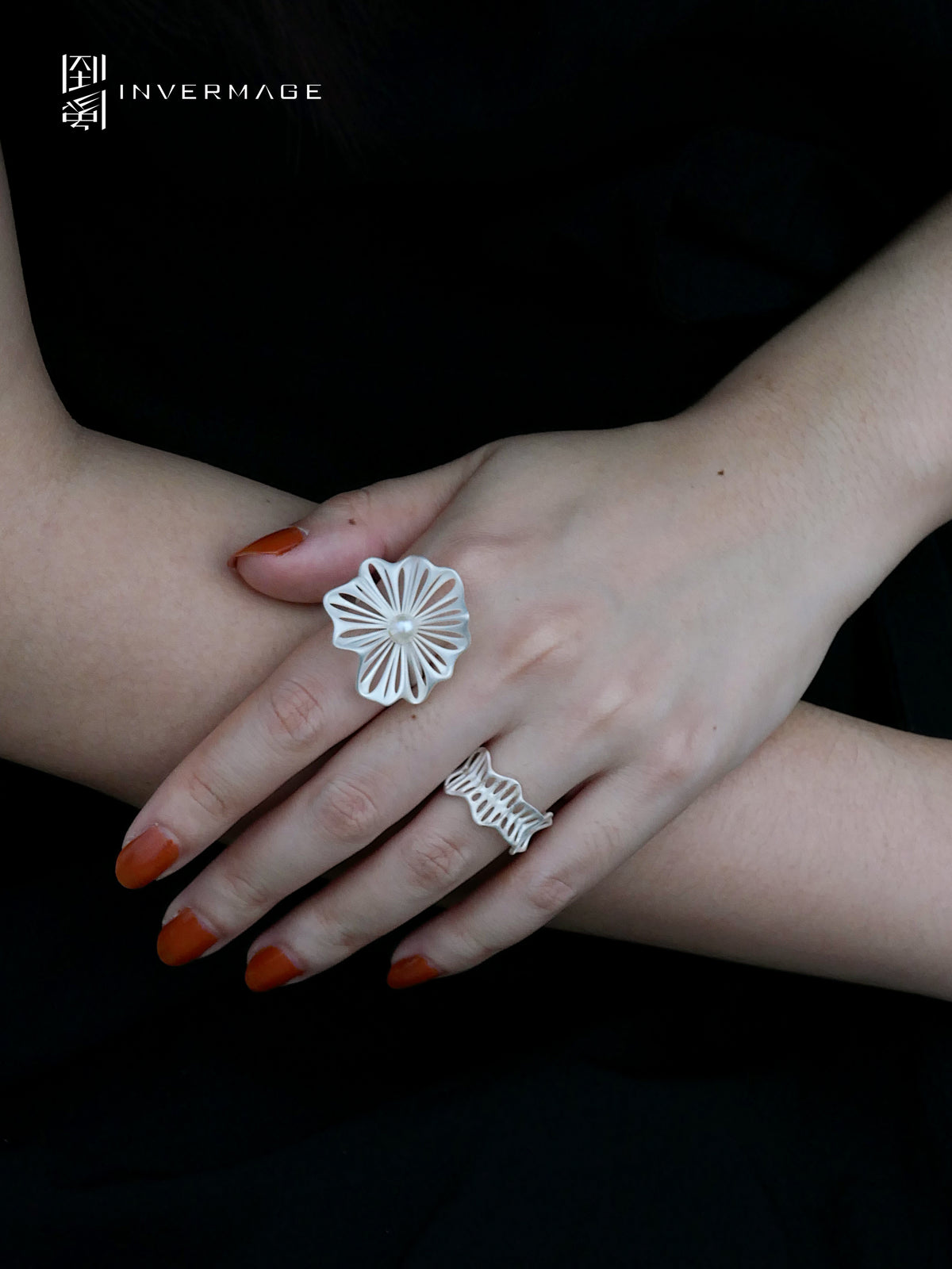 Leaf Vein Pearl Ring by INVERMAGE, product view 6