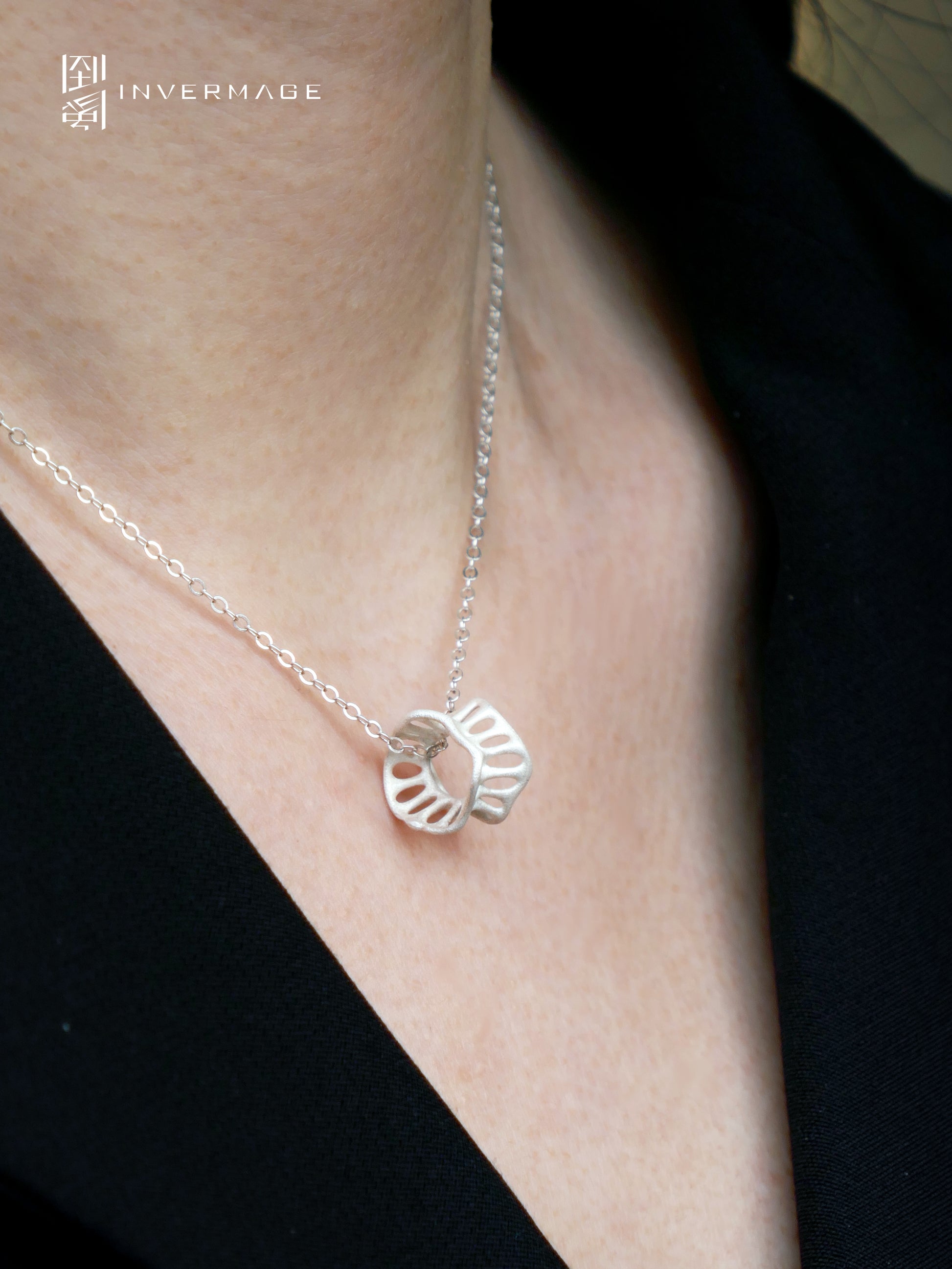 Leaf Vein Pendant Necklace by INVERMAGE, product view 2