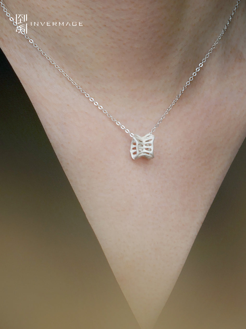 Leaf Vein Pendant Necklace by INVERMAGE, product view 4