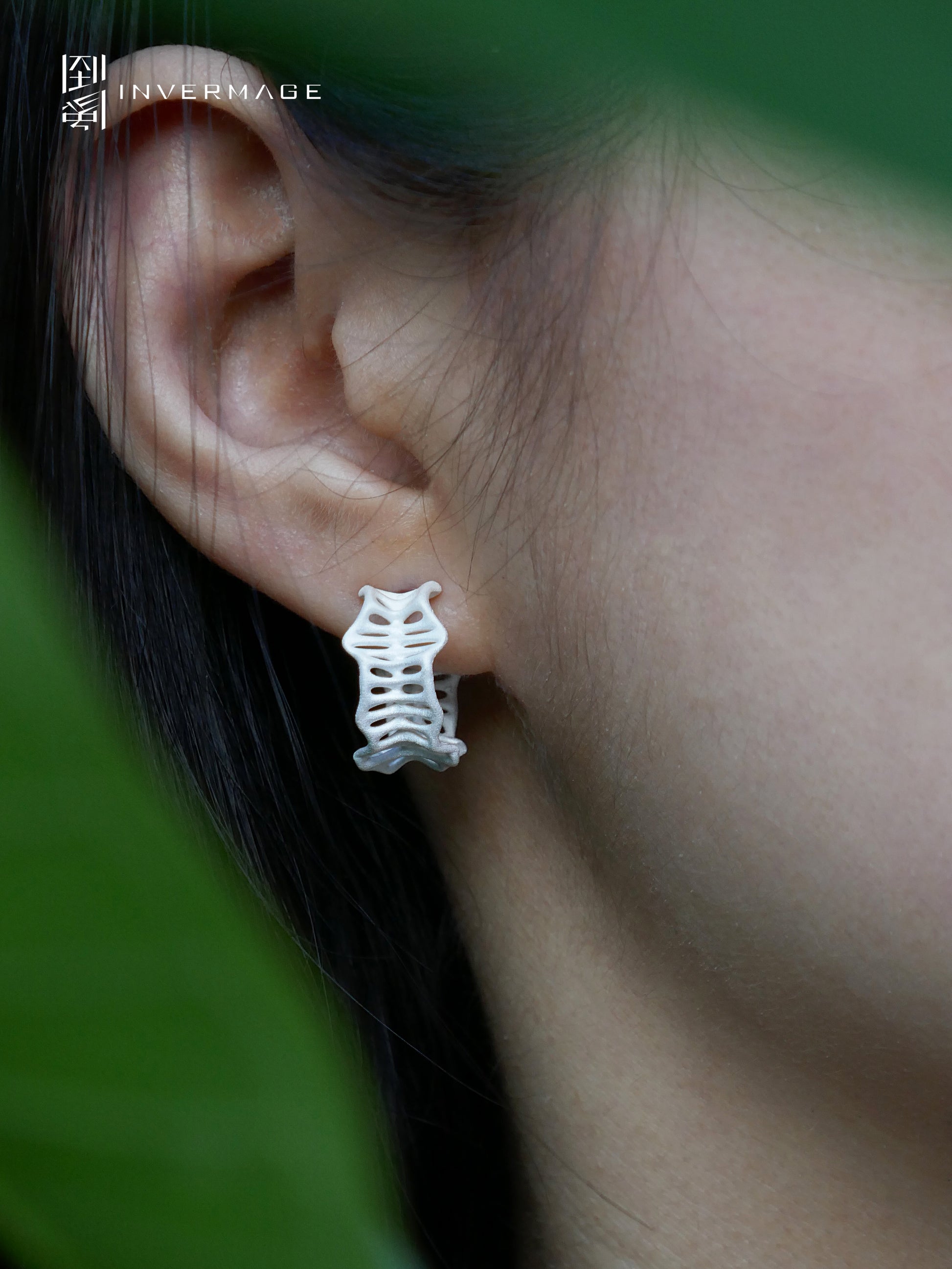 Leaf Vein Stud Earrings by INVERMAGE, product view 4