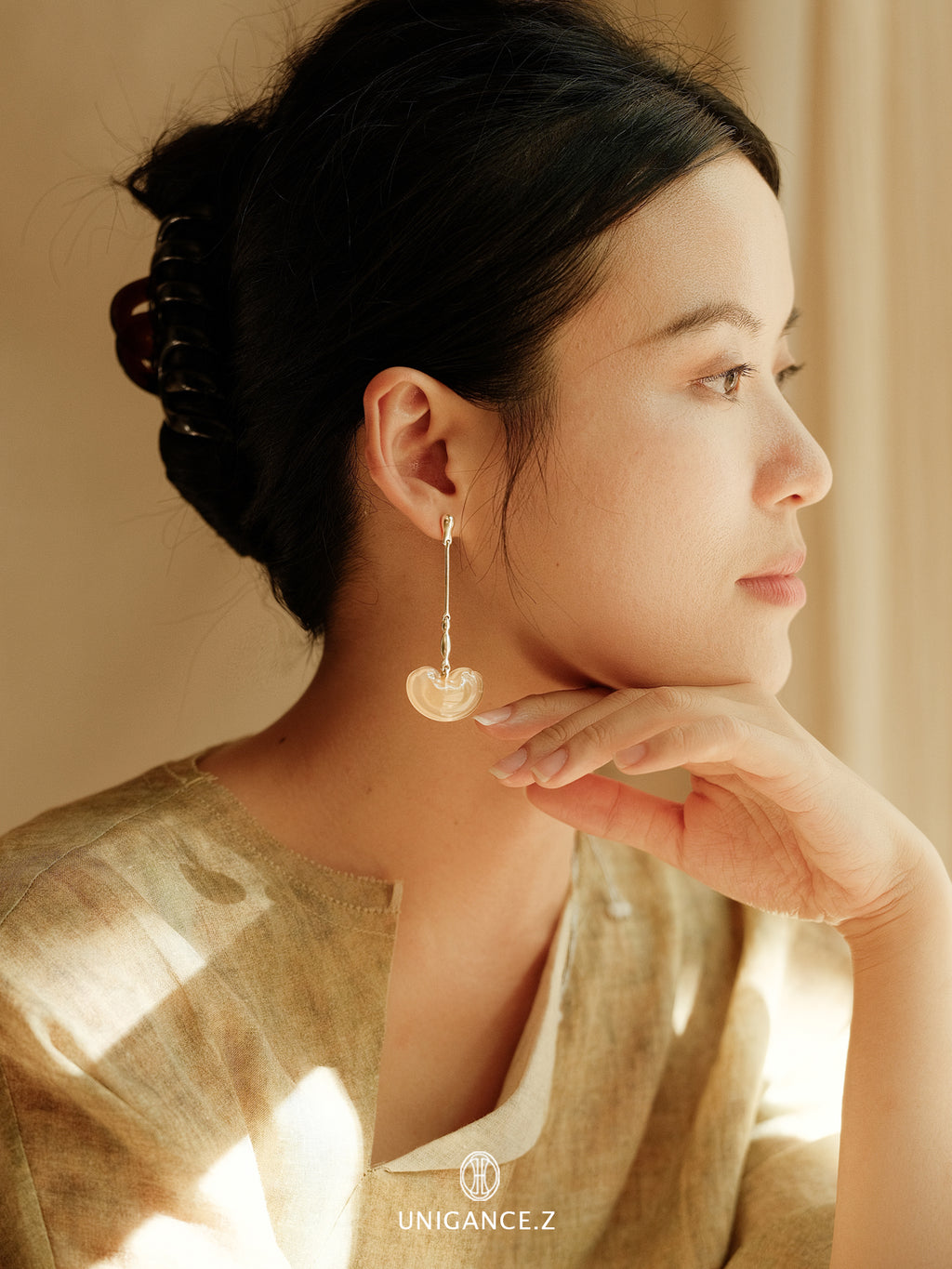 Lingzhi Drop Earrings by UNIGANCE.Z, product view 3