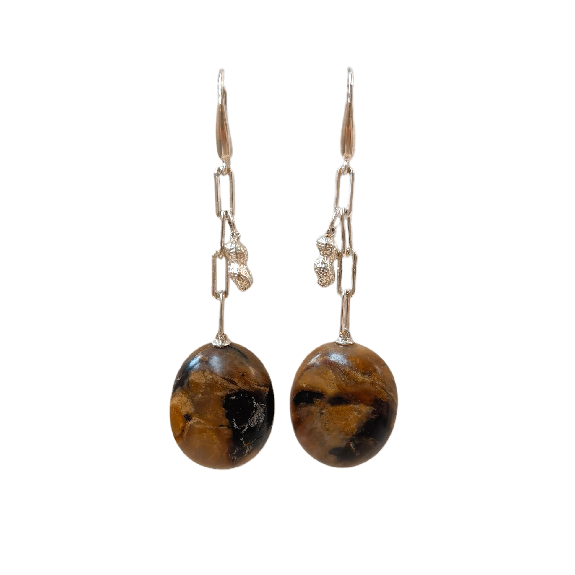 Meicily Good Things Grow Burmese Root Amber & Peanut Earrings handcrafted with natural earthy textures.