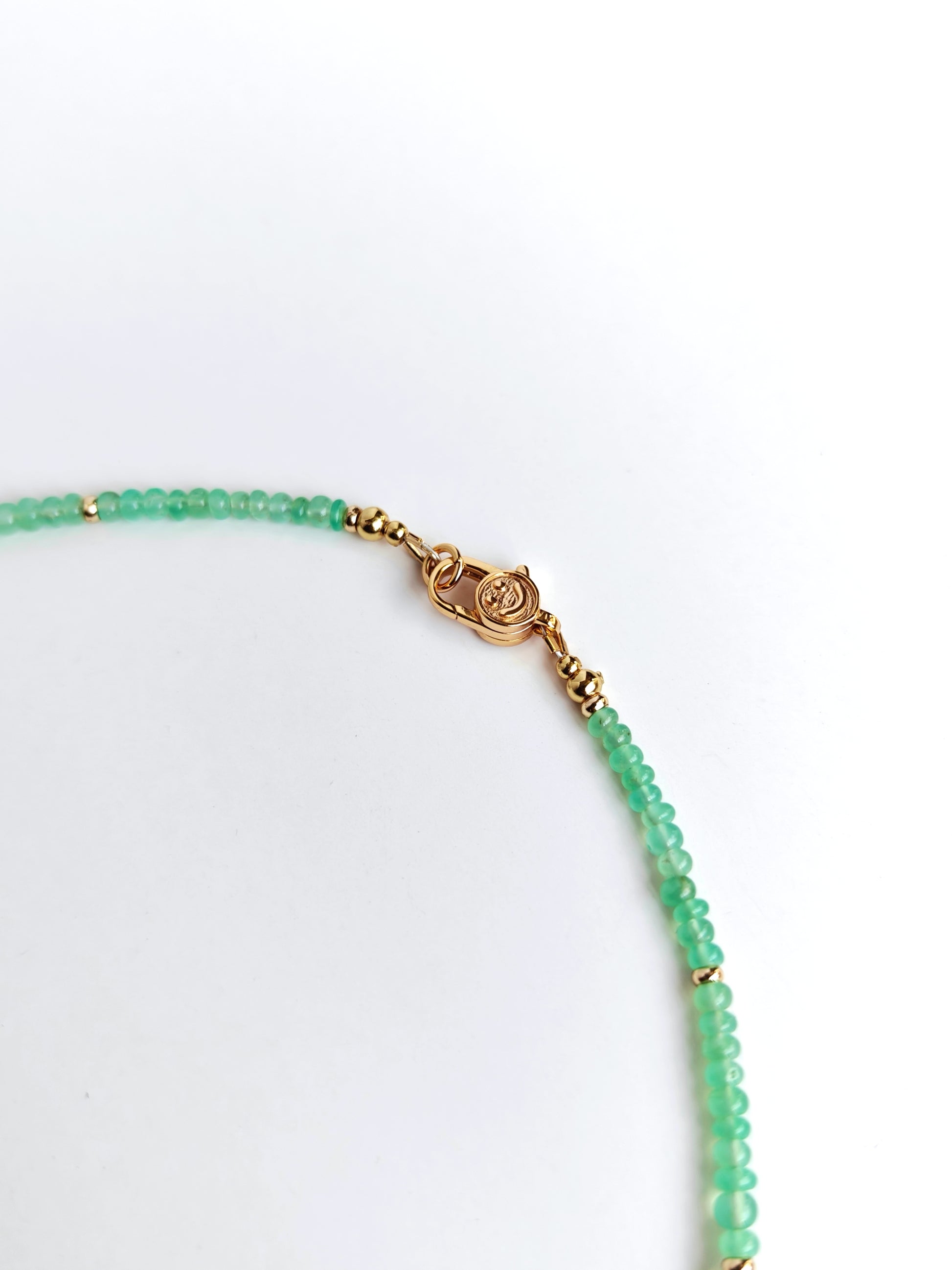 Meicily elegant green opal necklace expressing light, femininity, and graceful everyday wear.