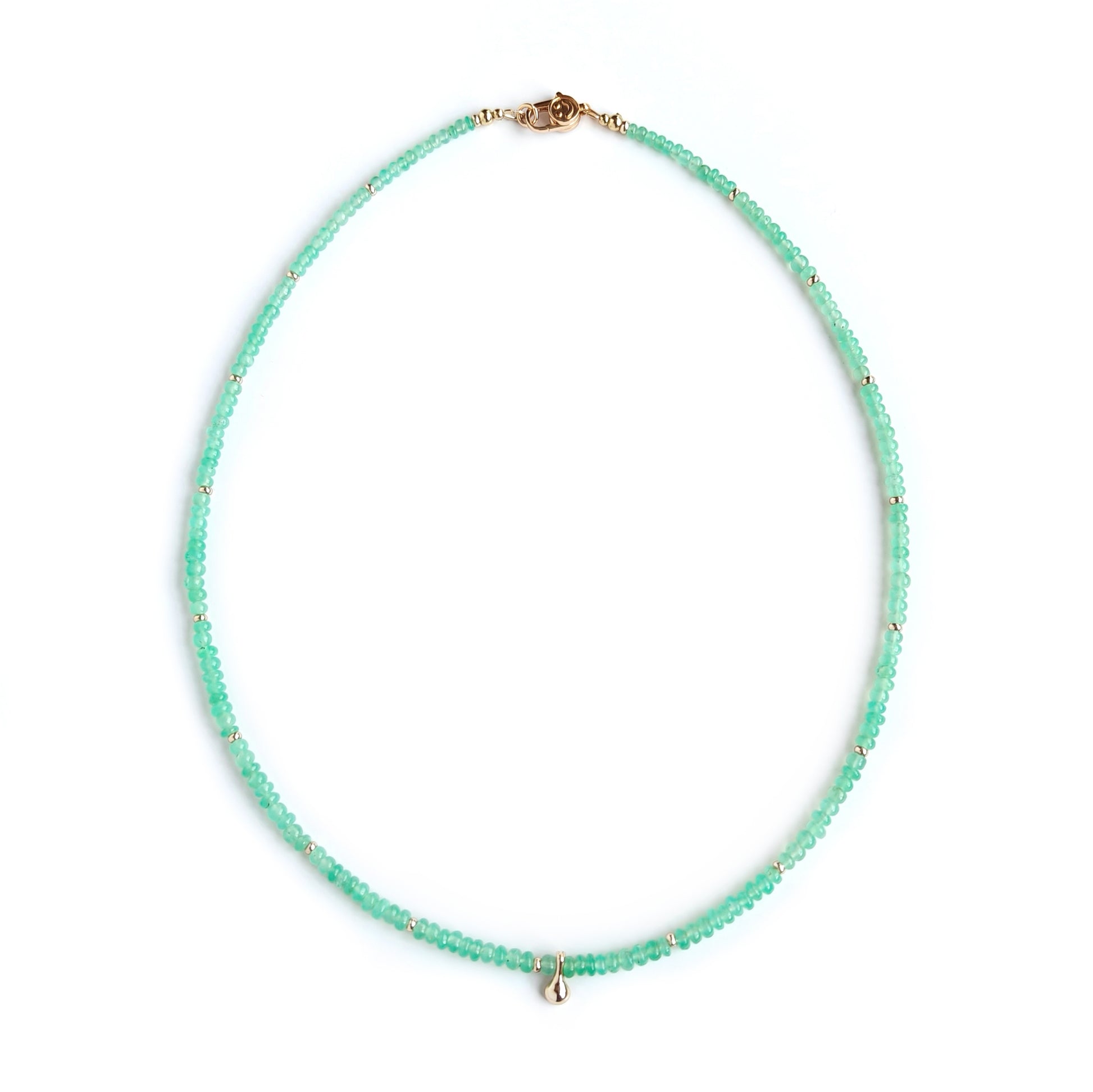 Meicily Natural Peruvian Green Opal Necklace featuring soft mint and jade-like tones.