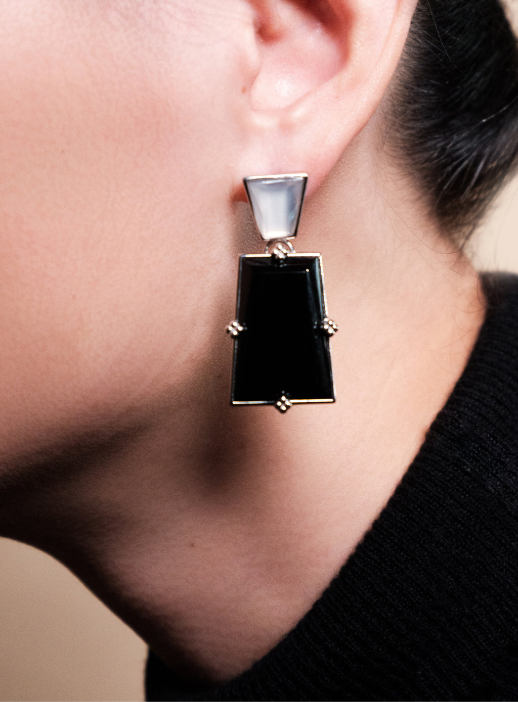 Modular Frame Earring Set – Black Agate by Aesth & Util, product view 3