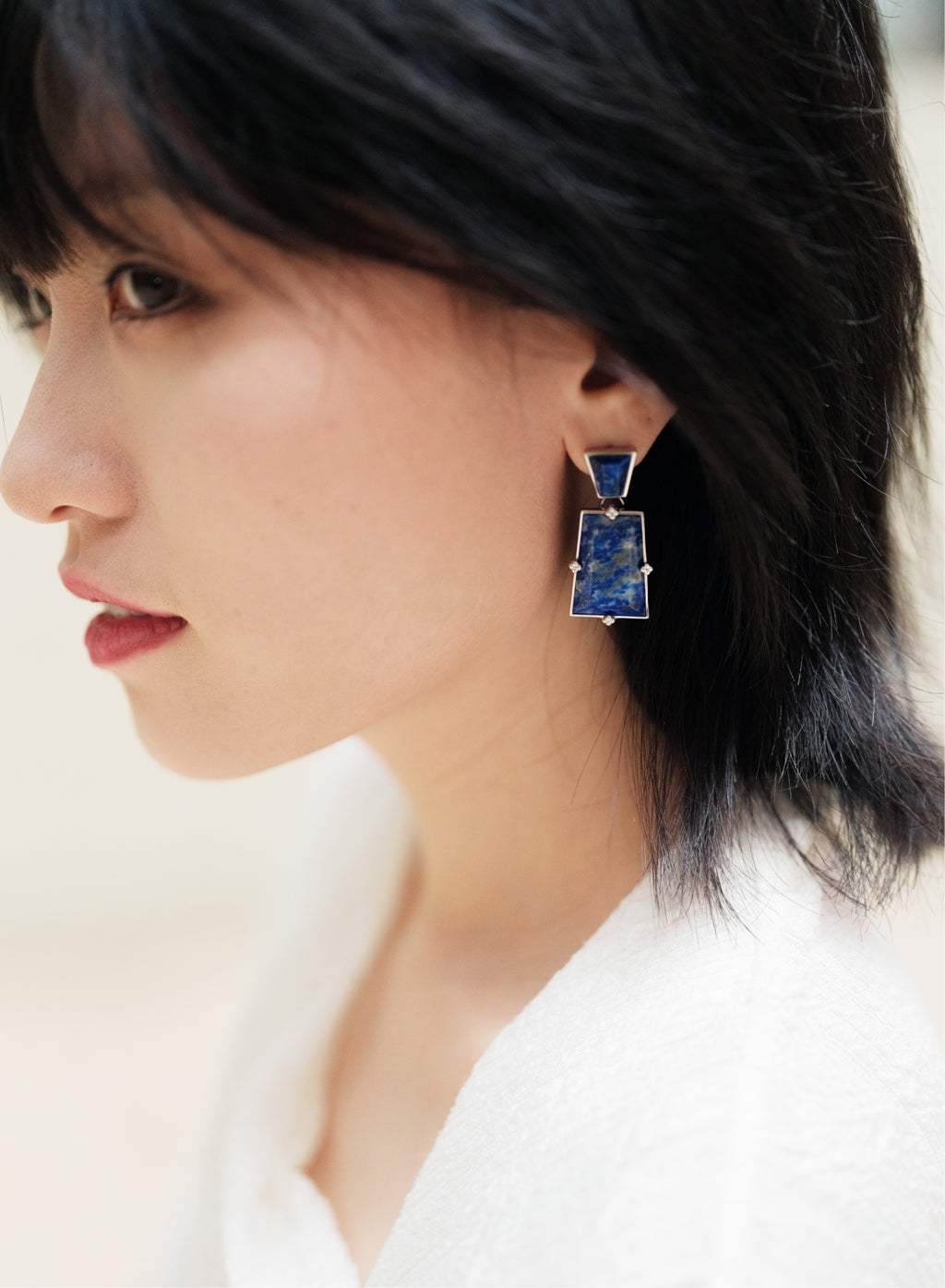 Modular Frame Earring Set – Lapis Lazuli by Aesth & Util, product view 2