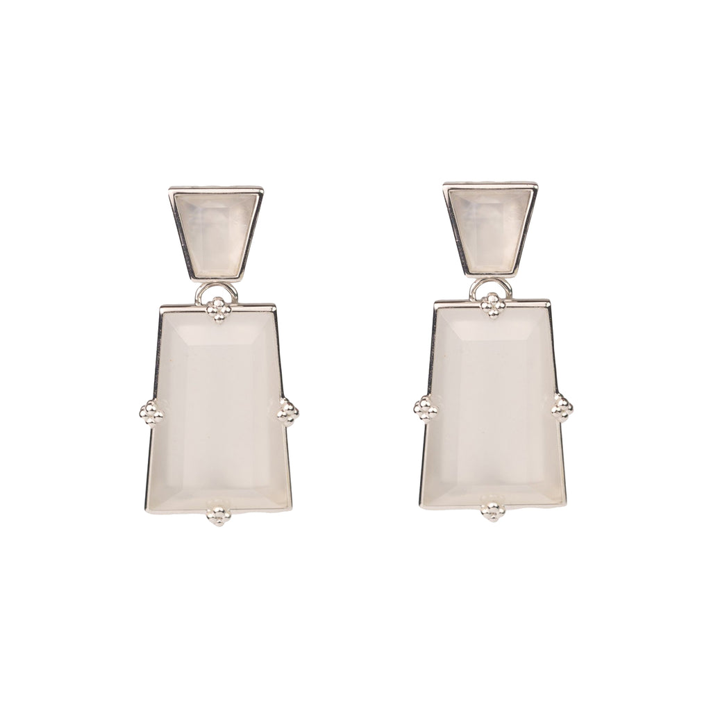 Modular Frame Earring Set – White Chalcedony by Aesth & Util, product view 1