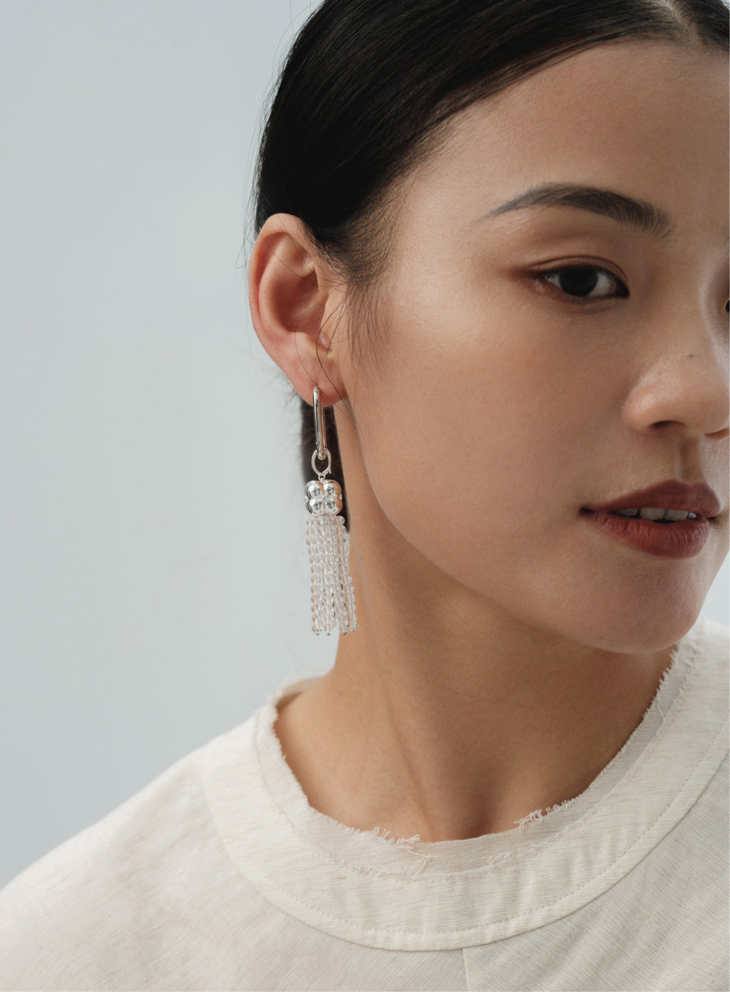 Modular Tassel Pendant Necklace – Clear Crystal by Aesth & Util, product view 5