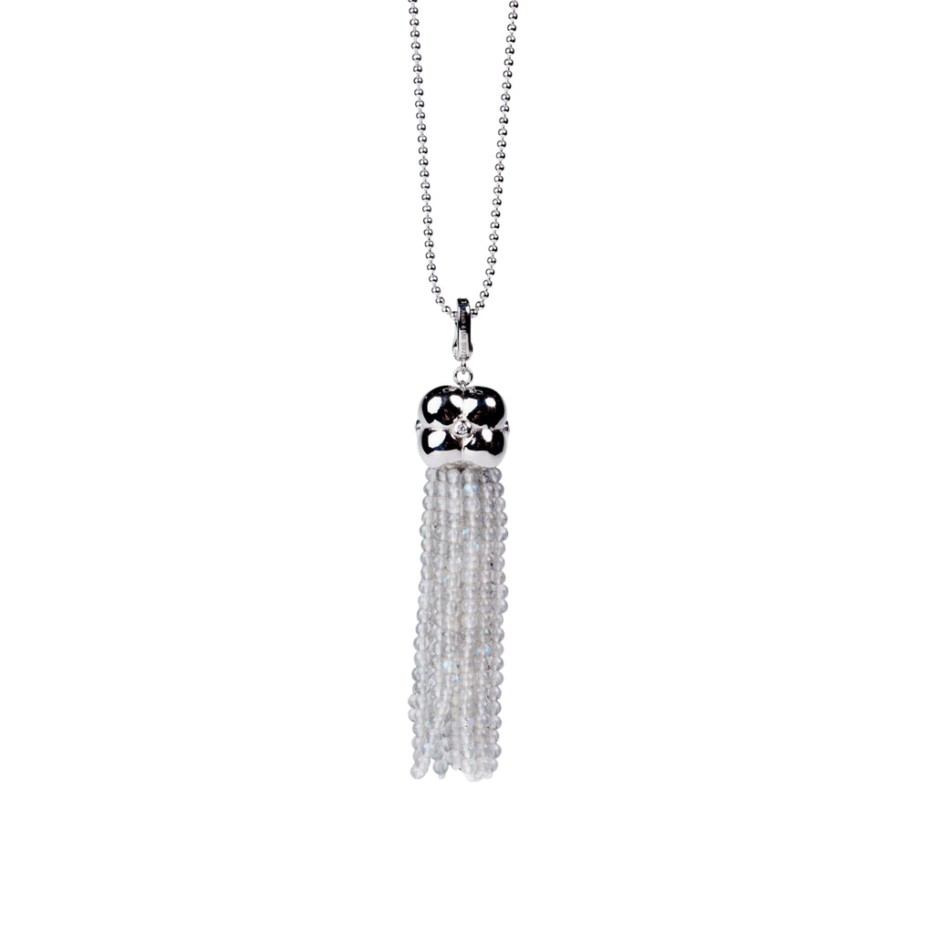 Modular Tassel Pendant Necklace – Gray Moonstone by Aesth & Util, product view 1