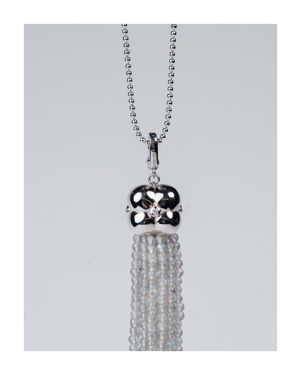 Modular Tassel Pendant Necklace – Gray Moonstone by Aesth & Util, product view 3
