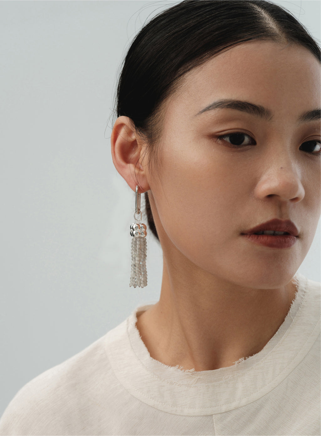 Modular Tassel Pendant Necklace – Gray Moonstone by Aesth & Util, product view 5
