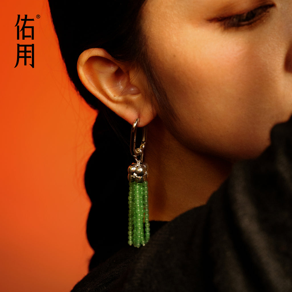Modular Tassel Pendant Necklace – Green Aventurine by Aesth & Util, product view 5