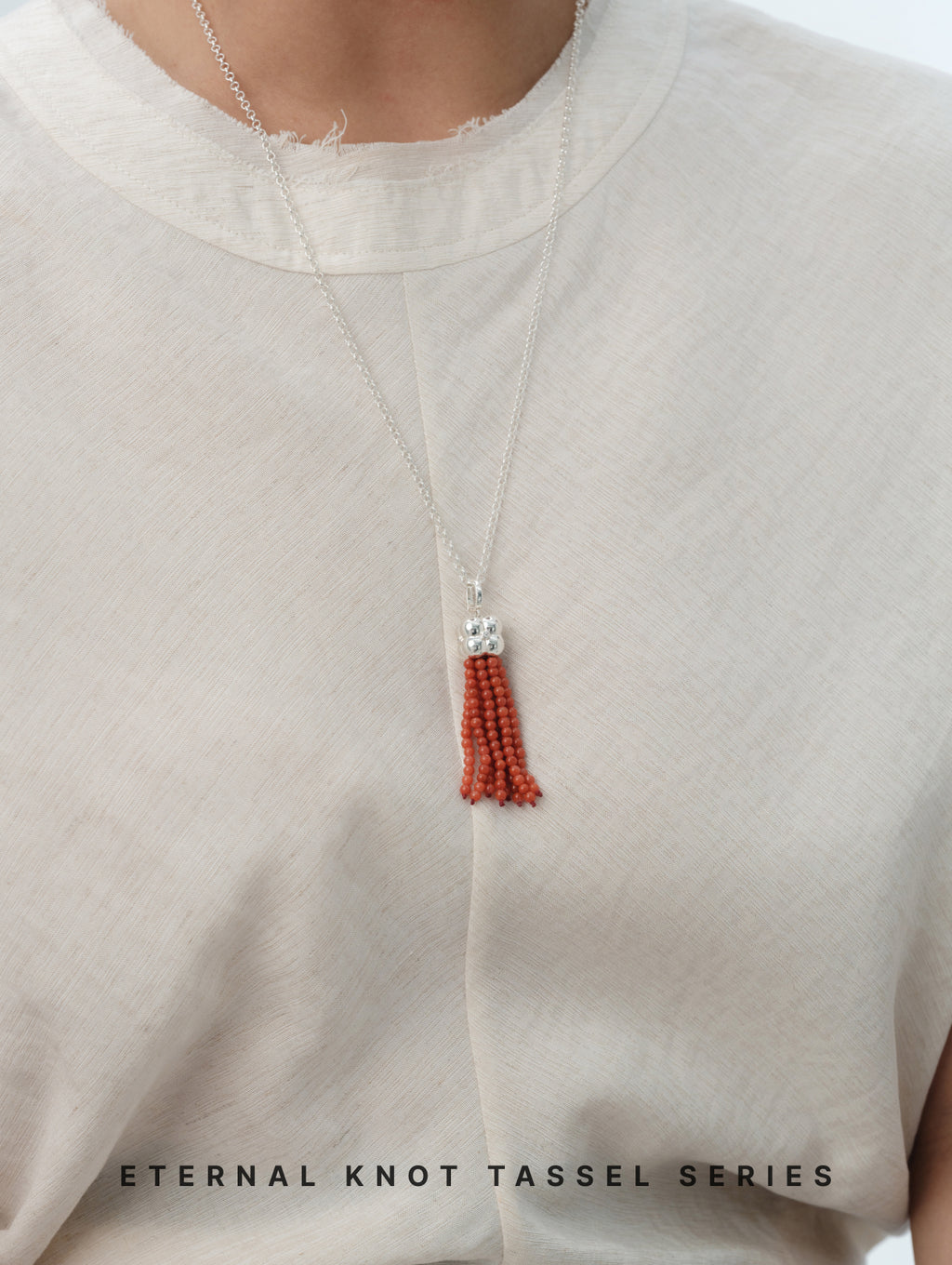 Modular Tassel Pendant Necklace – Red Agate by Aesth & Util, product view 2